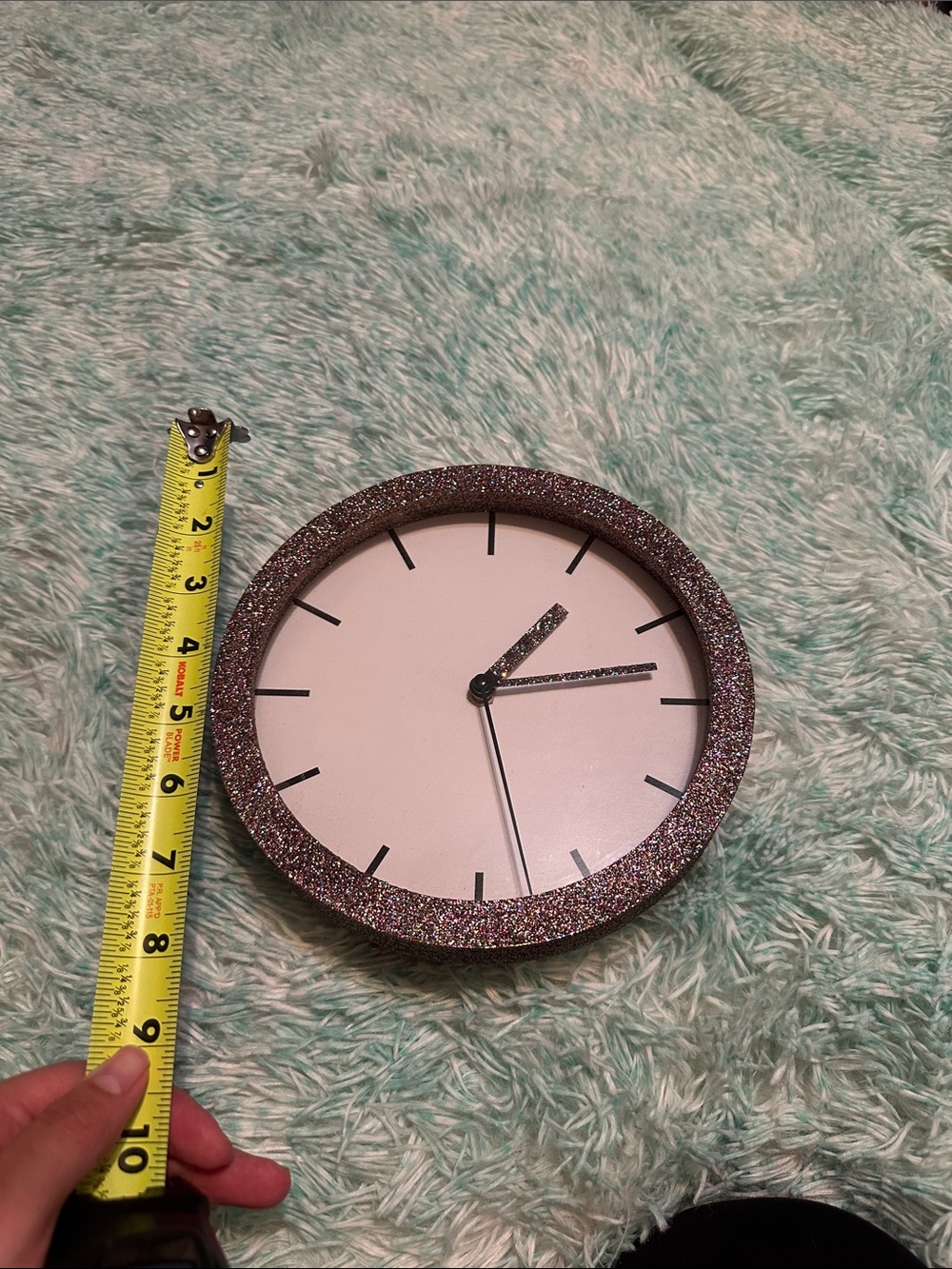 Glitter Frame Wall Clock - White Face, Sparkling Frame
